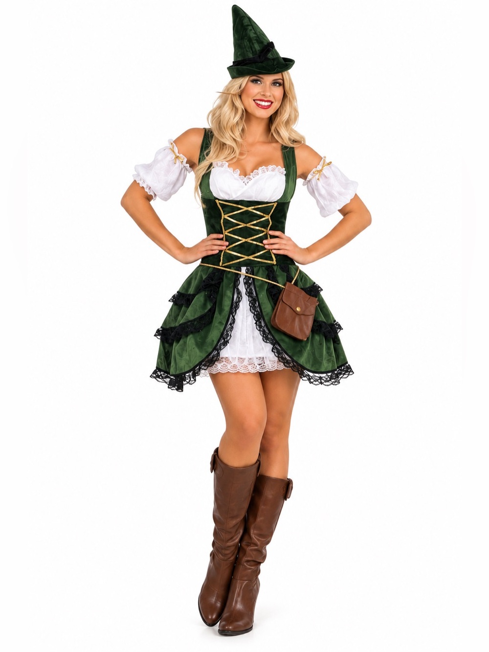 NWT Forum Novelties Women's Green Robyn Hood Bandit Halloween Costume